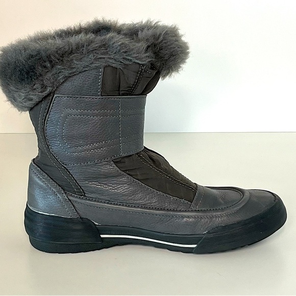 CLARKS Gilby Merilyn Waterproof Boots Leather Faux Fur Sz 7 Weatherproof Winter - Picture 4 of 10